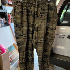 Anthropologie Olive Green Camo Cargo Joggers